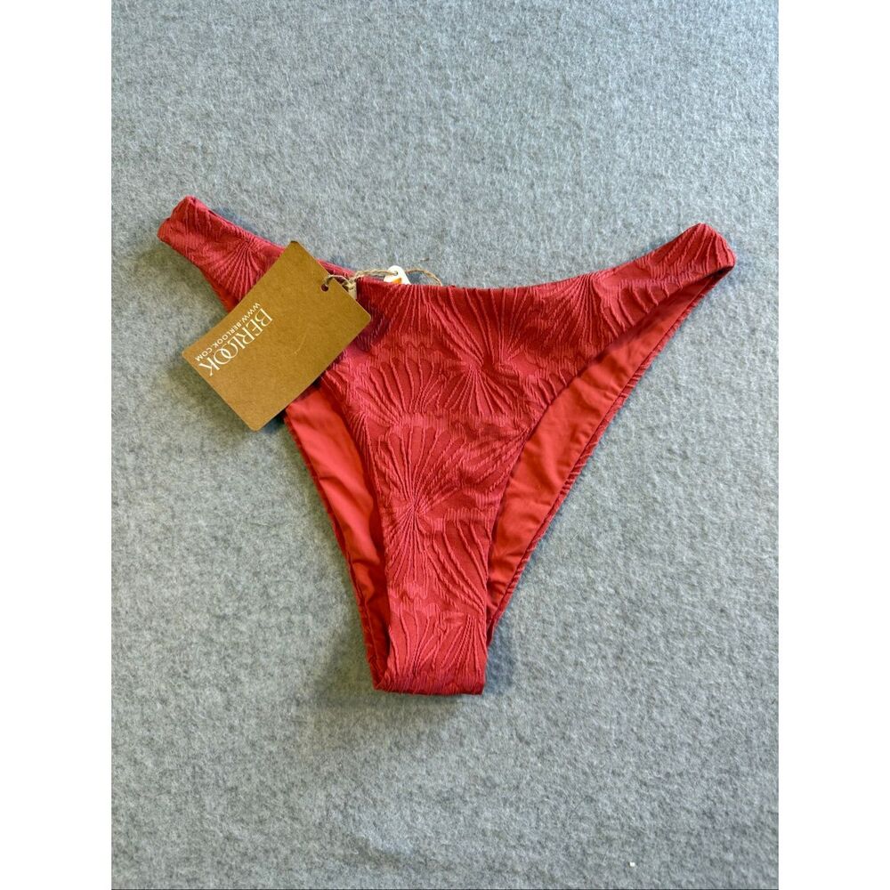 NWT Berlook Red Jacquard Cheeky Bikini Bottom XS